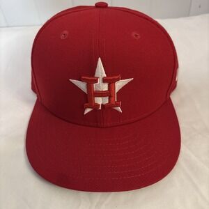 Houston Astro's Red New Era 59FIFTY Fitted Hat Cap Hat Size 7 1/4‎